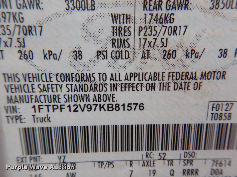 image for item DC2152 2007 Ford F150  pickup truck