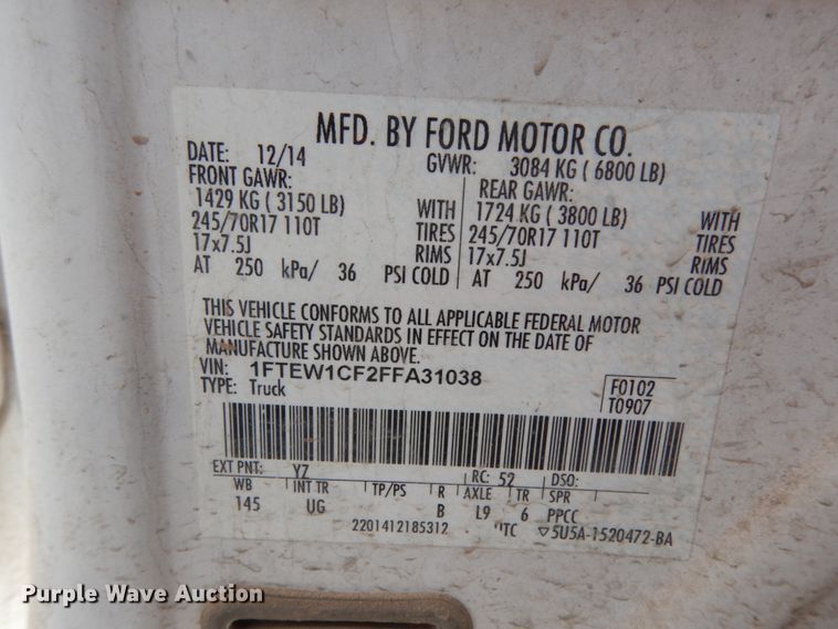 image for item DC2153 2015 Ford F150  SuperCrew pickup truck