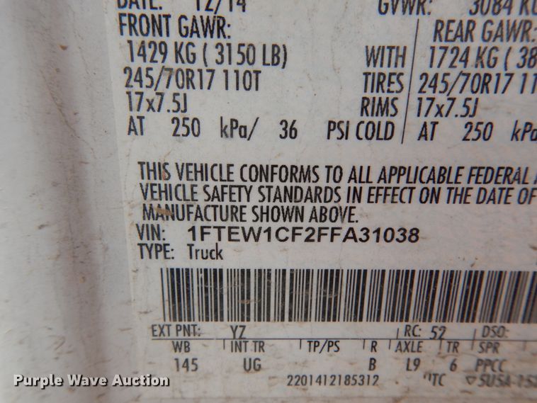 image for item DC2153 2015 Ford F150  SuperCrew pickup truck