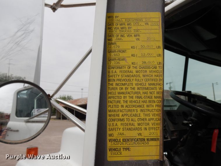 image for item DC2155 2001 Mack RD688S  dump truck