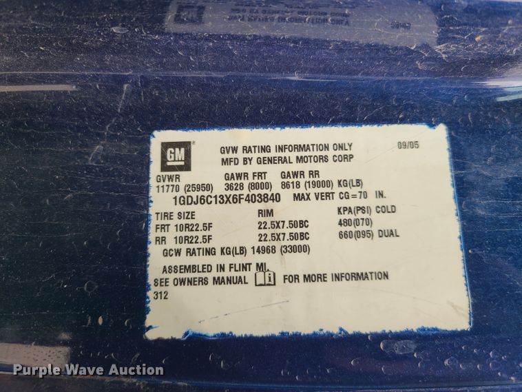 image for item DH5881 2006 GMC 6500  sewer jetter truck