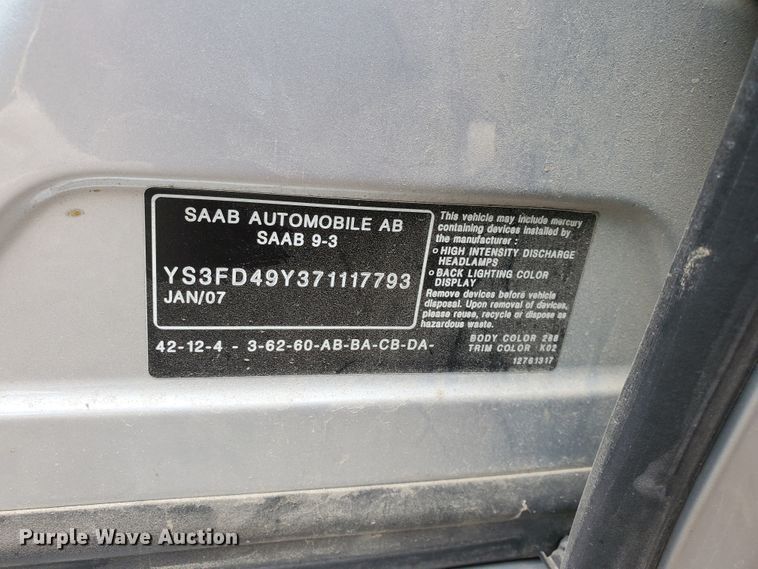 image for item DI4759 2007 Saab 9-3