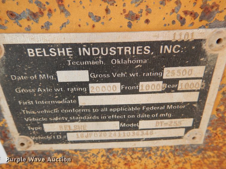 image for item DJ0443 2001 Belshe DT255  equipment trailer