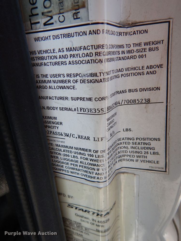 image for item DM2925 2008 Ford E350  shuttle bus