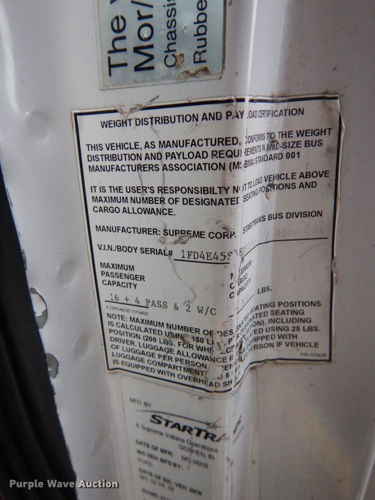 image for item DM2928 2008 Ford E450  shuttle bus