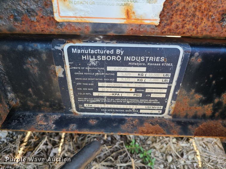image for item DN5502 2006 Hillsboro S418-2X-BT  utility trailer