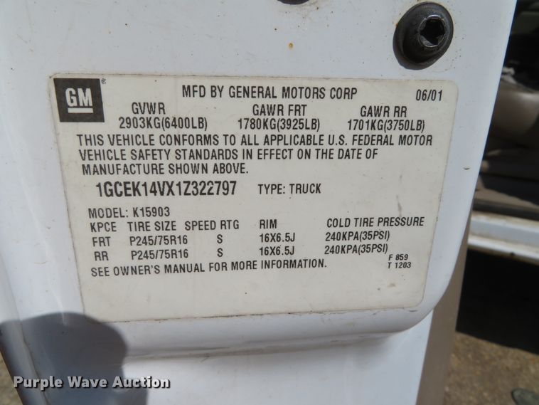 image for item DN5769 2001 Chevrolet Silverado 1500  pickup truck