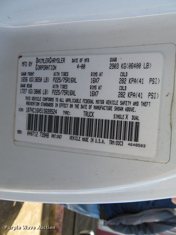 image for item DN5771 2001 Dodge Ram 1500  pickup truck