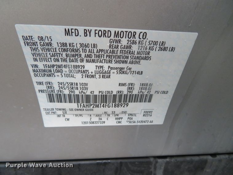 image for item DN5796 2015 Ford Taurus Police