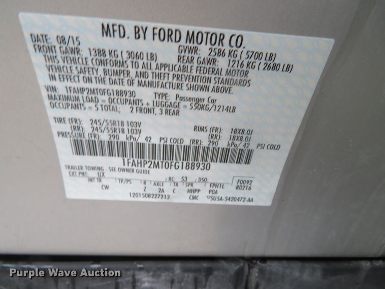 image for item DN5797 2015 Ford Taurus Police