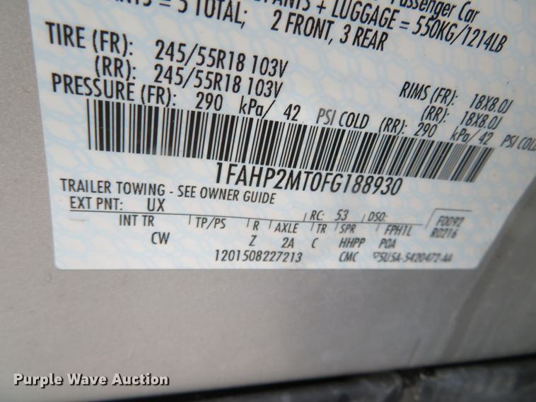 image for item DN5797 2015 Ford Taurus Police