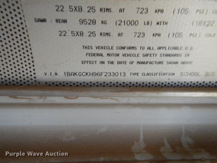 image for item ET9239 2006 Blue Bird Vision  school bus