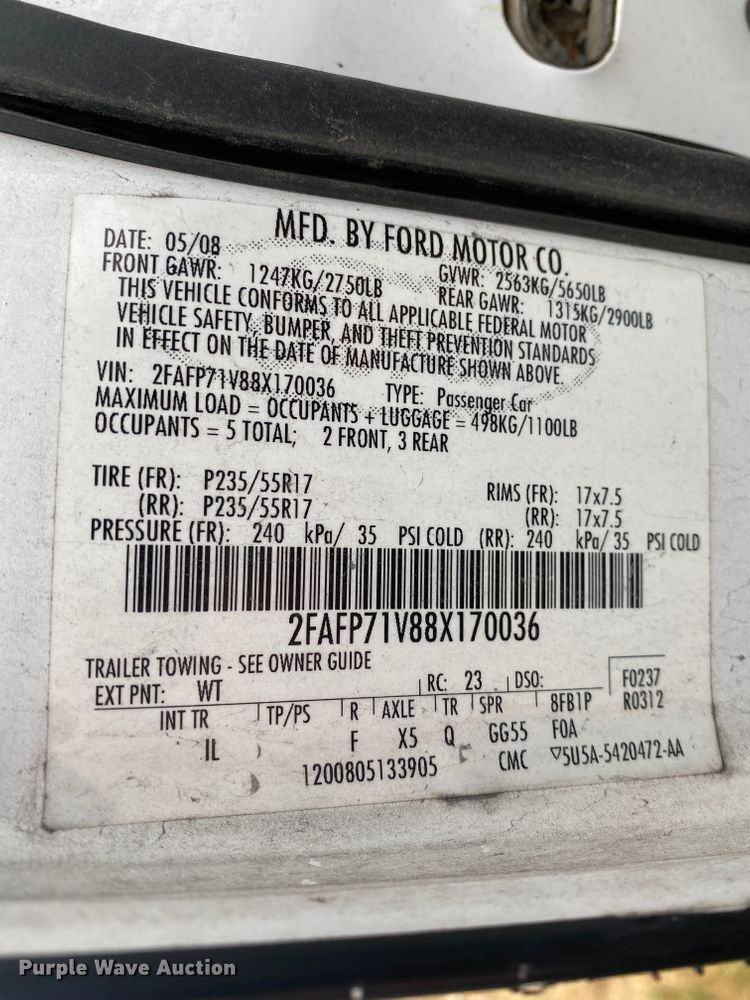 image for item HR9295 2008 Ford Crown Victoria Police Interceptor