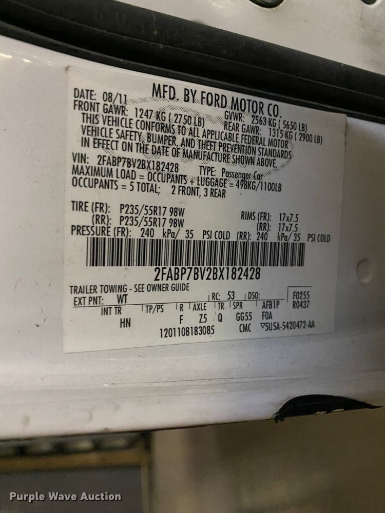 image for item HR9303 2011 Ford Crown Victoria Police Interceptor