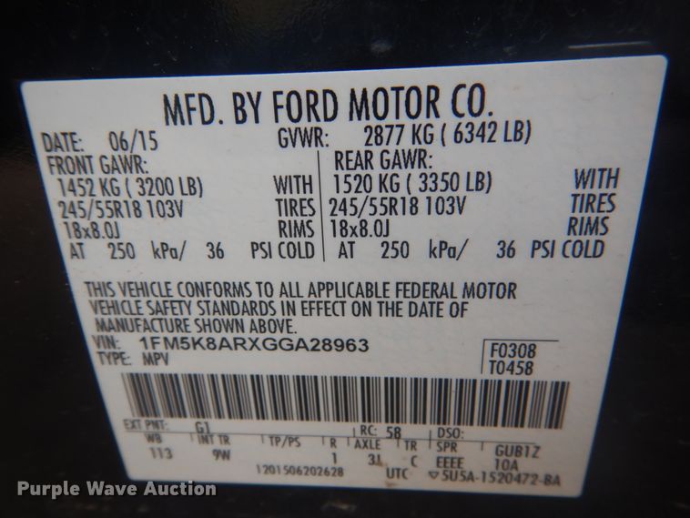 image for item HS9450 2016 Ford Explorer Police Interceptor  SUV