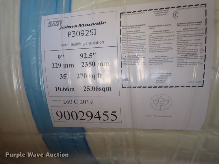image for item IF9162 (28) rolls of Johns Mansville P30925 metal building insulation