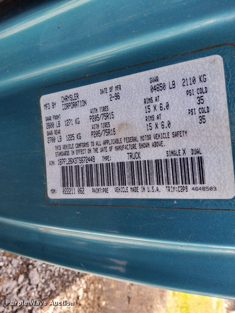 image for item II9960 1996 Dodge Dakota  pickup truck