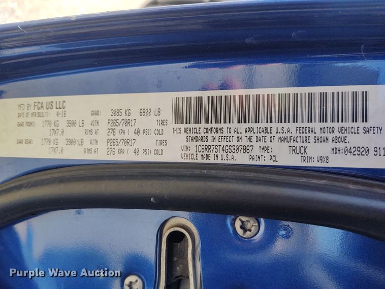 image for item IK9267 2016 Dodge Ram 1500  Crew Cab pickup truck