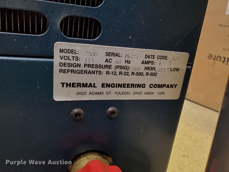 image for item IL9015 Thermal Engineering 7500 refrigerant recovery system