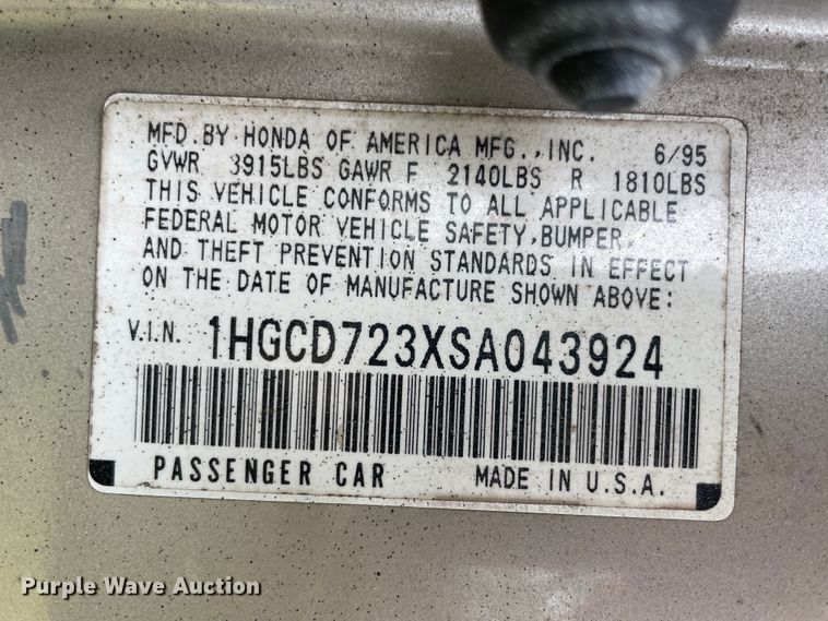 image for item IR9779 1995 Honda Accord