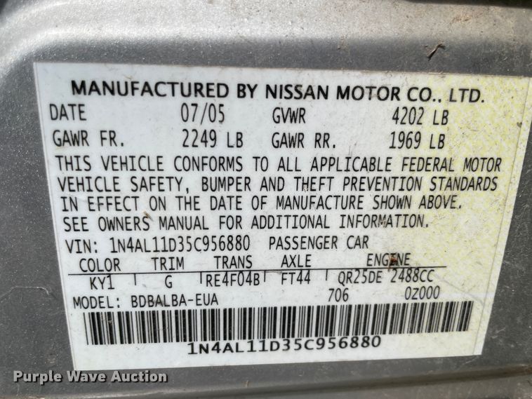 image for item IR9780 2005 Nissan Altima