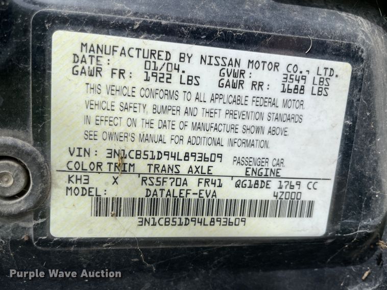 image for item IR9782 2004 Nissan Sentra