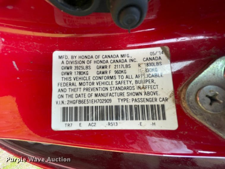 image for item IR9821 2014 Honda Civic