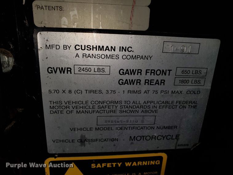 image for item IT9759 1991 Cushman  utility cart