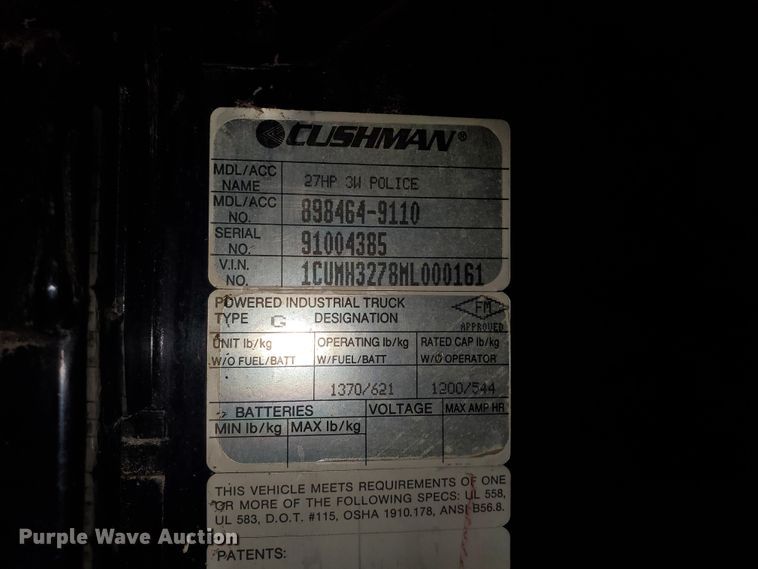 image for item IT9759 1991 Cushman  utility cart