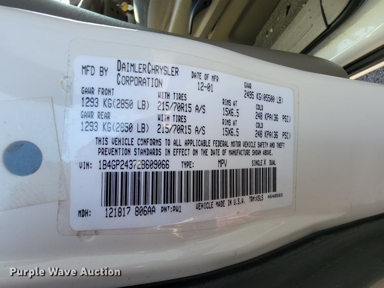 image for item IV9019 2002 Dodge Grand Caravan  van