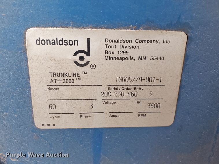 image for item IX9783 (2) Donaldson Torit Trunkline AT-3000 filtration systems