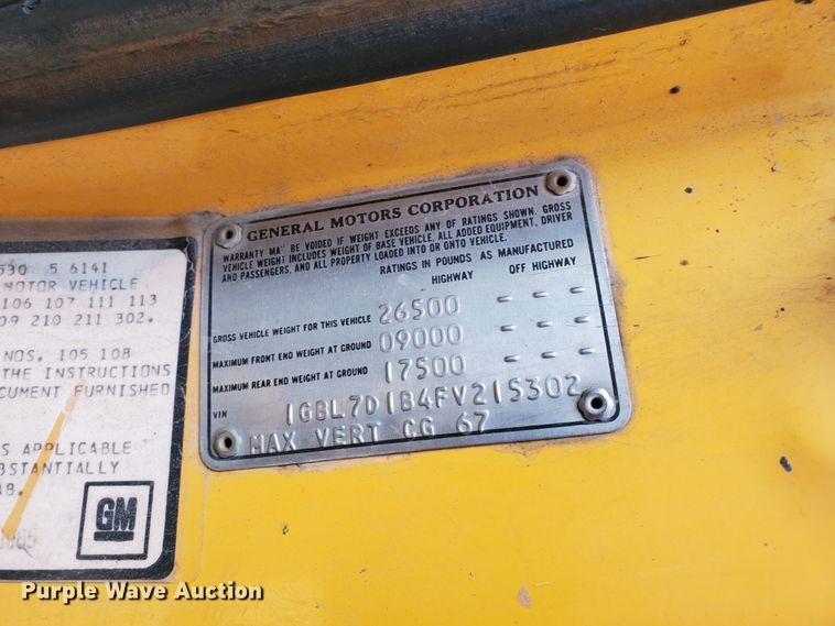 image for item IX9853 1985 Chevrolet C70  dump truck