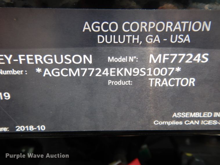 image for item HR9682 2019 Massey-Ferguson 7724S  MFWD tractor