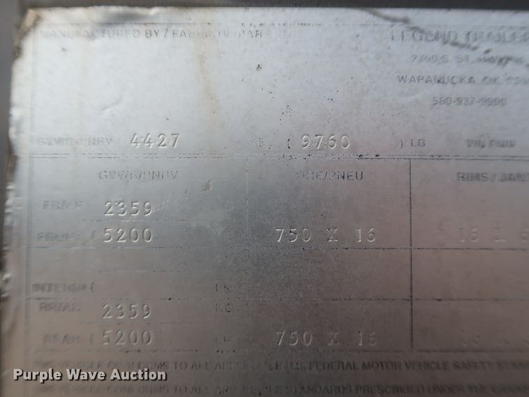 image for item HT9673 2003 Legend Stockman Sport  livestock trailer