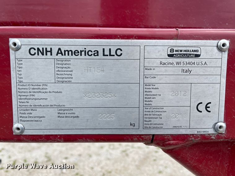image for item IR9886 2012 New Holland HT154 hay rake