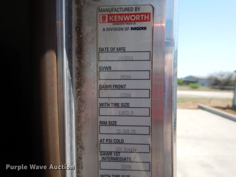 image for item DJ0771 2012 Kenworth T800  winch truck