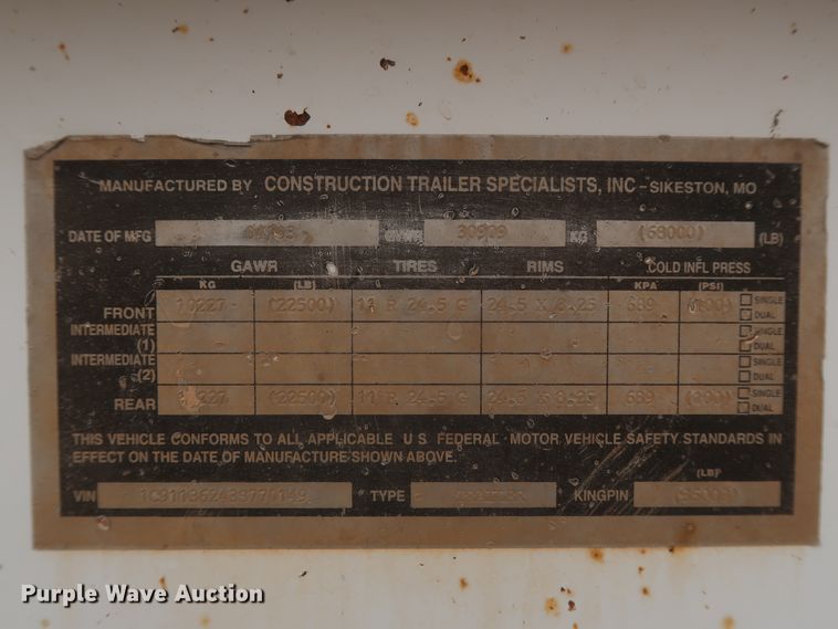 image for item DJ1890 2003 CTS  bottom dump trailer