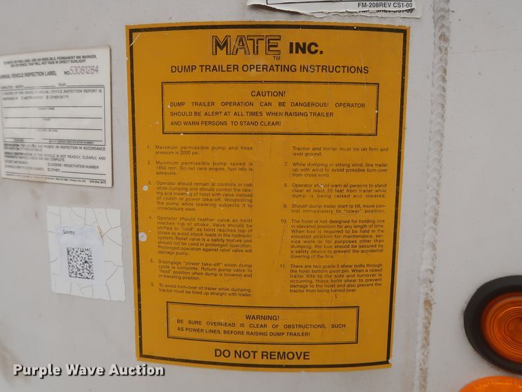 image for item DJ1892 2000 Mate  end dump trailer