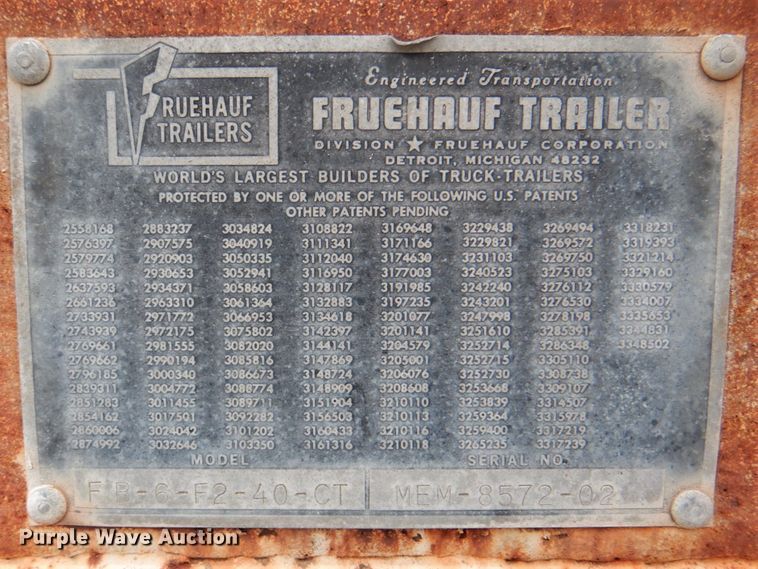 image for item DK5630 1970 Fruehauf FB-6-F2-40-CT  dry van trailer
