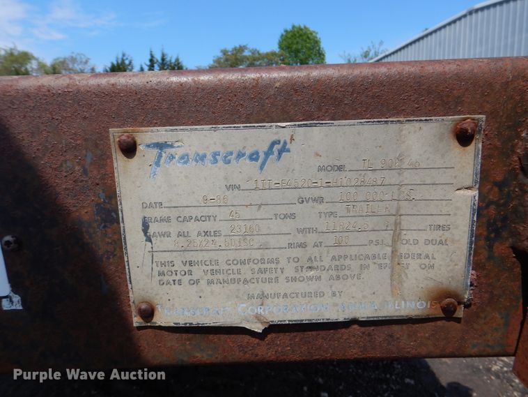 image for item DK5639 1987 Transcraft TL90K45  flatbed trailer