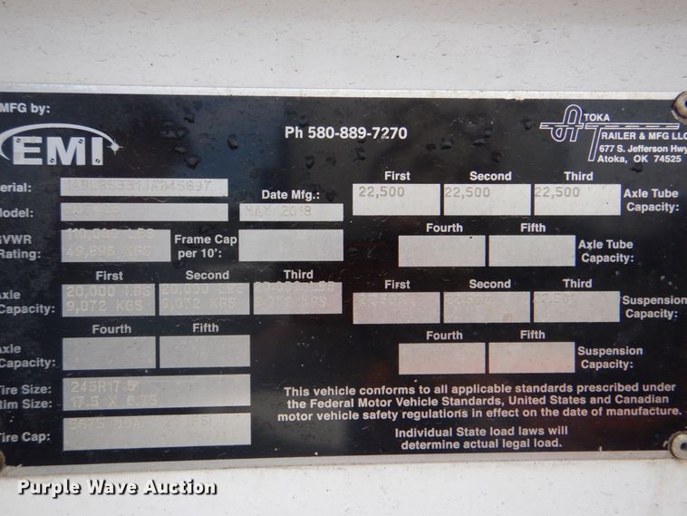 image for item DK5640 2018 Atoka HDT403  drop deck equipment trailer