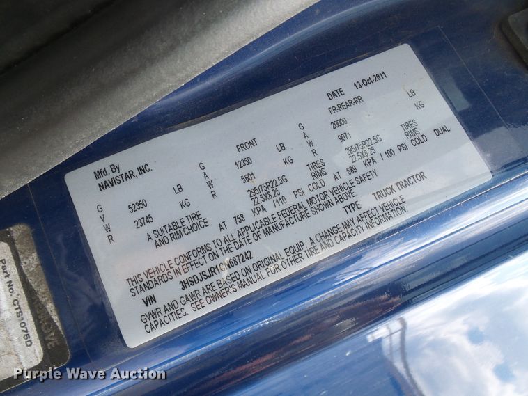 image for item DN6748 2012 International ProStar  truck tractor