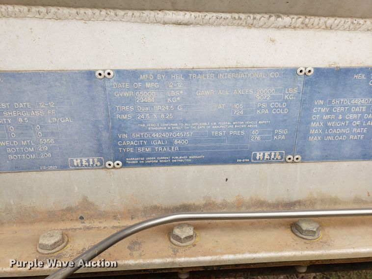 image for item HO9401 2013 Heil  tank trailer