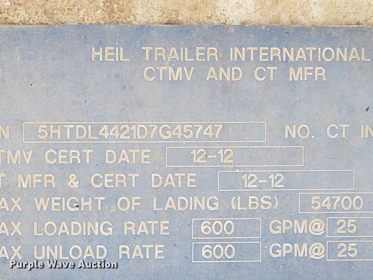 image for item HO9406 2013 Heil  tank trailer