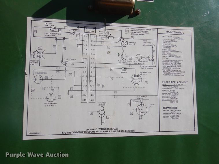 image for item DA5286 Sullair 185DPO-JD  air compressor