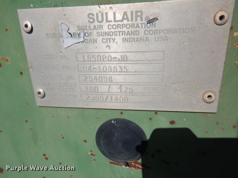 image for item DA5286 Sullair 185DPO-JD  air compressor