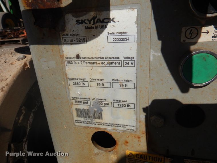 image for item DA5288 2007 Skyjack SJIII 3219  scissor lift