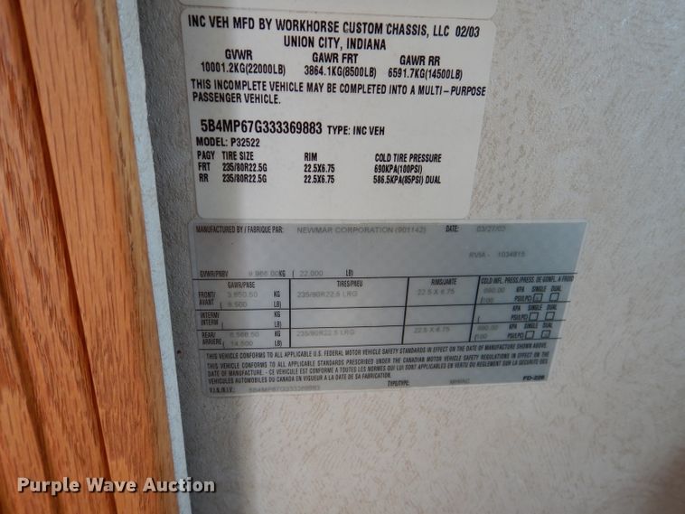 image for item DJ8842 2003 Newmar Mountain Aire  RV