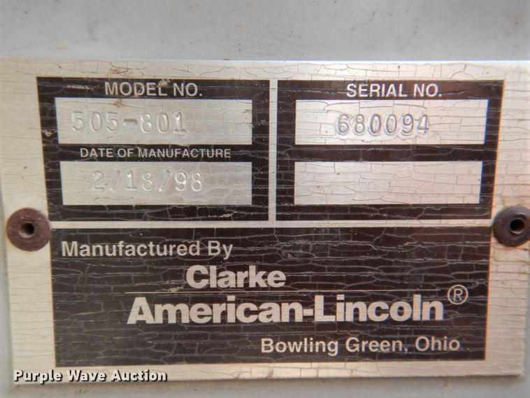 image for item DK5621 1998 American Lincoln 505-801  sweeper