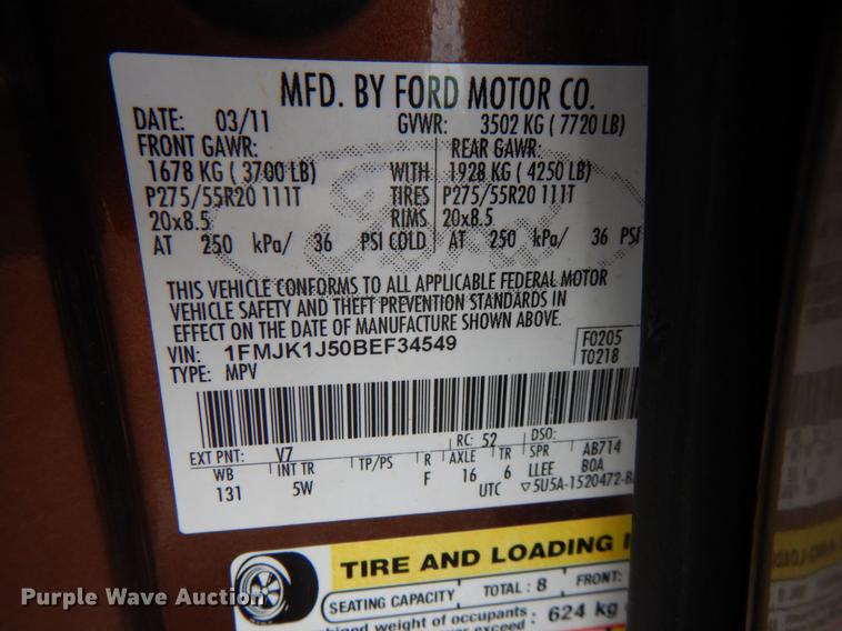 image for item DK5638 2011 Ford Expedition EL King Ranch  SUV